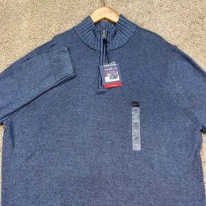 Croft Barrow Sweater Mens XL Blue Long Sleeve Quarter Zip Pullover Classics NEW